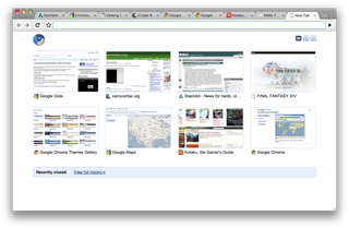 Chromium under Mac OS X screenshot.